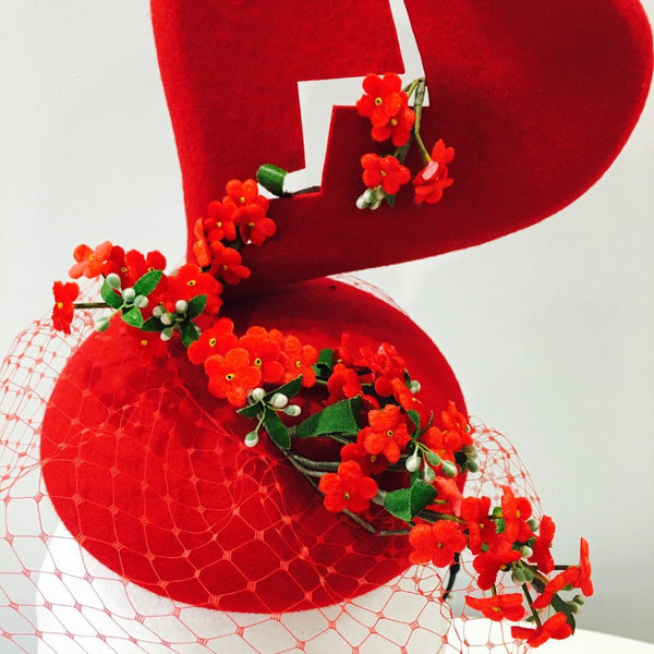 Forget-me-not Red Heart Fascinator