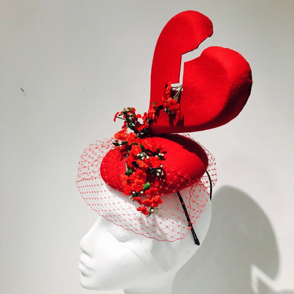 Forget-me-not Red Heart Fascinator